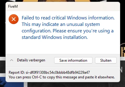 FiveM Critical Window Error Fix Menu